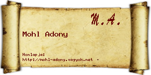 Mohl Adony névjegykártya